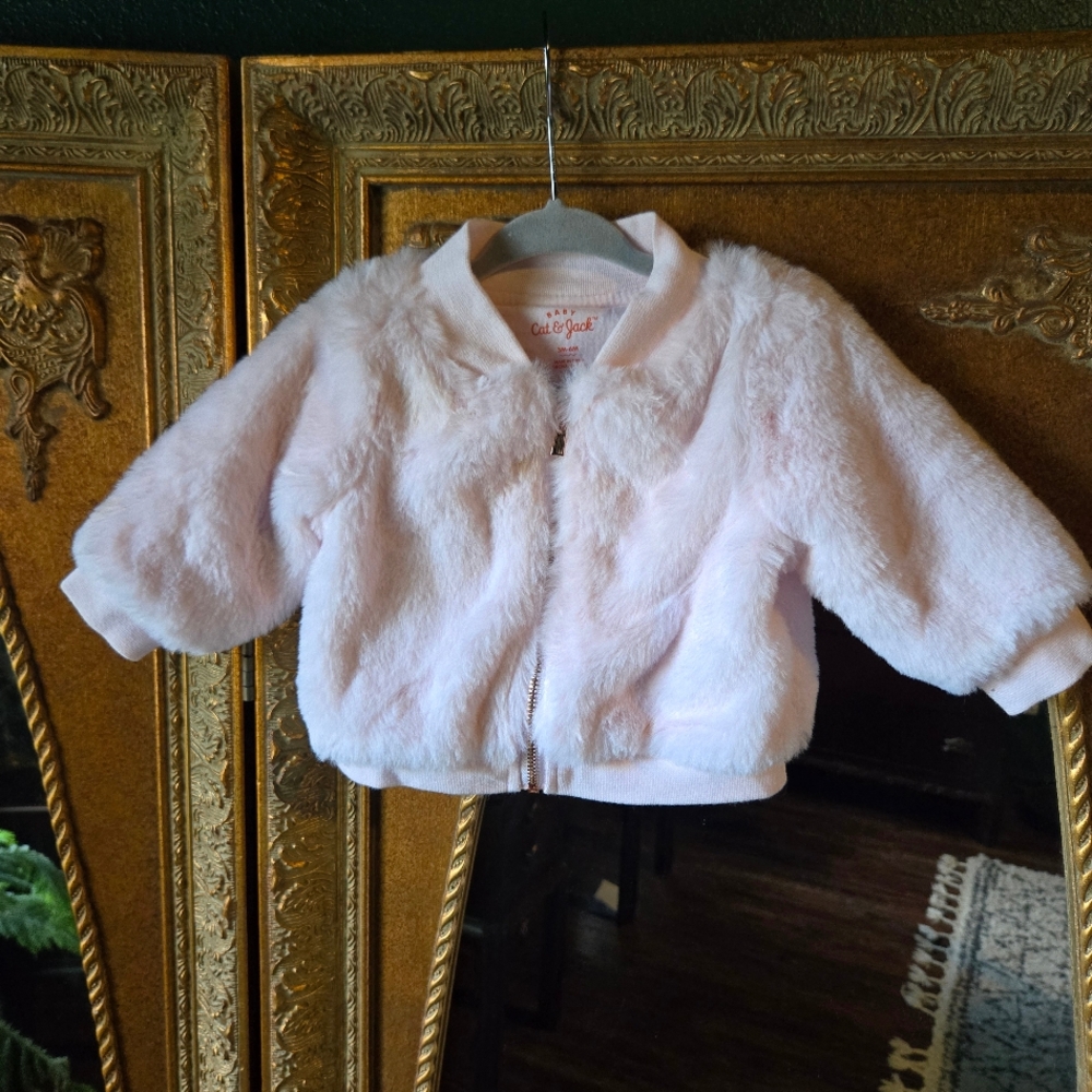 Cat & Jack Soft Pink Faux Fur Collar Jacket